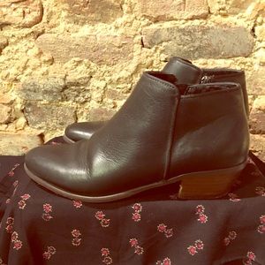 Black leather ankle booties